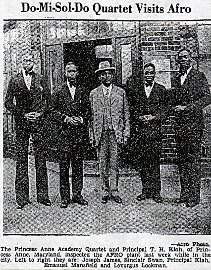 The Princess Anne Academy Quartet and Principal T. H. Kiah inspecting the AFRO plant.