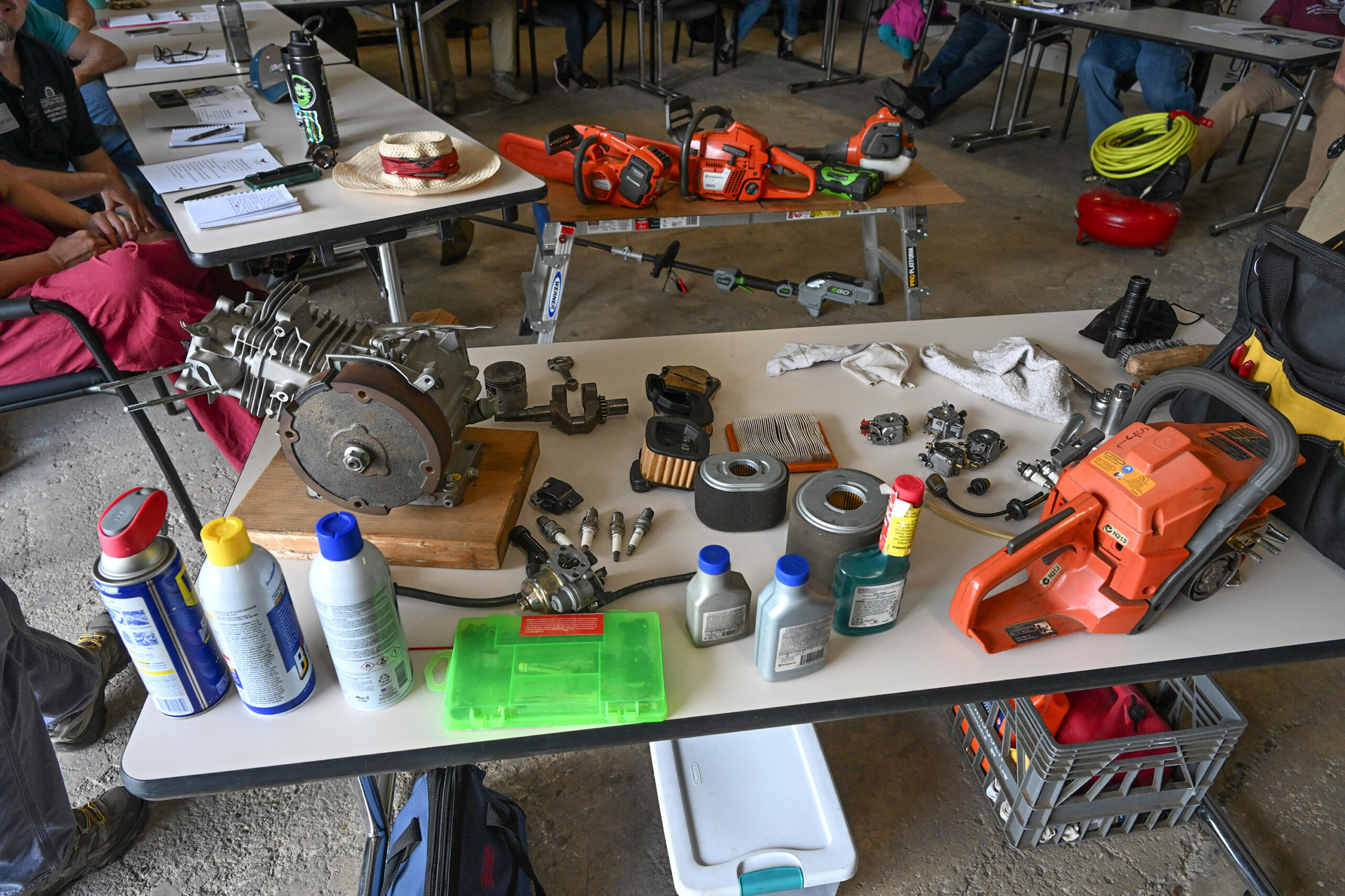Shane LaBrake holds a class about Small Engine Repairs at the University of Maryland Eastern Shore.