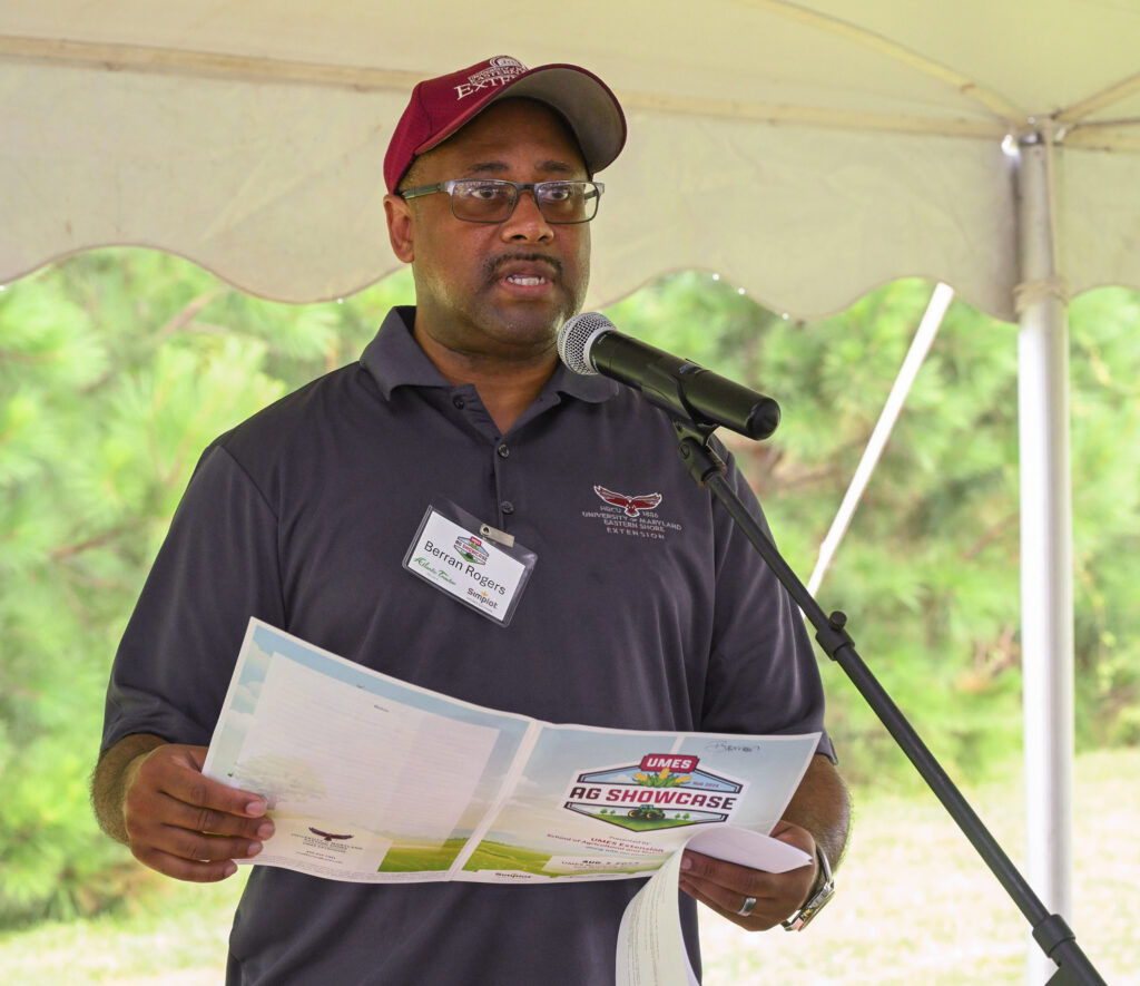 Small Farm Coordinator Berran Rogers speaks at 4th annual Ag Showcase.