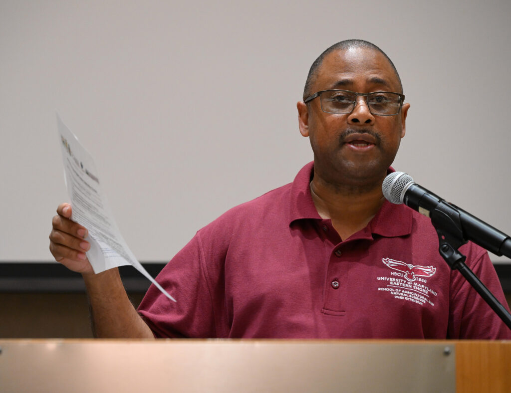 Small Farm Coordinator Berran Rogers speaks at the 21st Small Farm Conference.