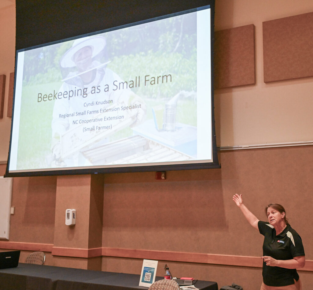 Cynthia Knudson of NC Cooperative Extension speaks at 21st Small Farms Conference.
