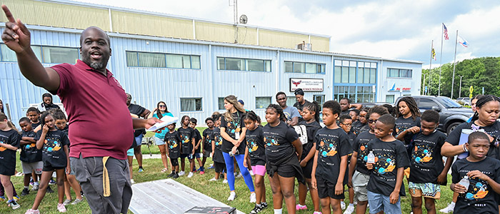 Horizons Delmarva summer campers tour Salisbury Airport during science program hosted by UMES Extension.