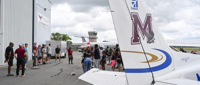 Horizons Delmarva summer campers tour Salisbury Airport during science program hosted by UMES Extension.