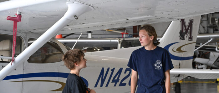 Horizons Delmarva summer campers tour Salisbury Airport during science program hosted by UMES Extension.