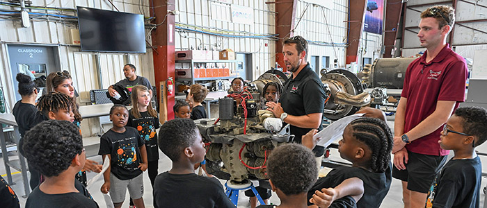 Horizons Delmarva summer campers tour Salisbury Airport during science program hosted by UMES Extension.