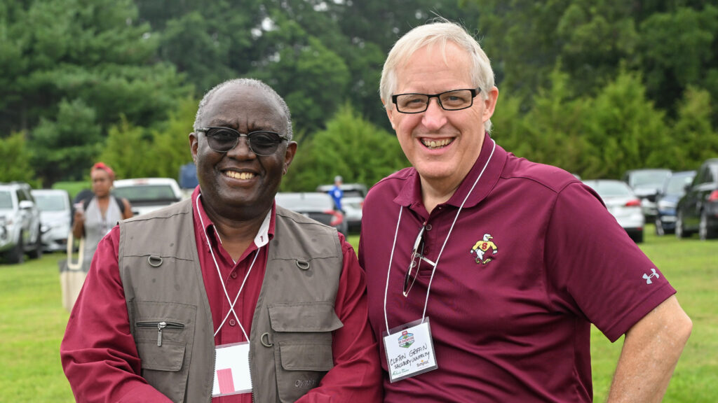School of Agricultural and Natural Sciences Dean Dr. Moses T. Kairo with Clifton Griffin of Salisbury University at 2025 Ag Showcase.