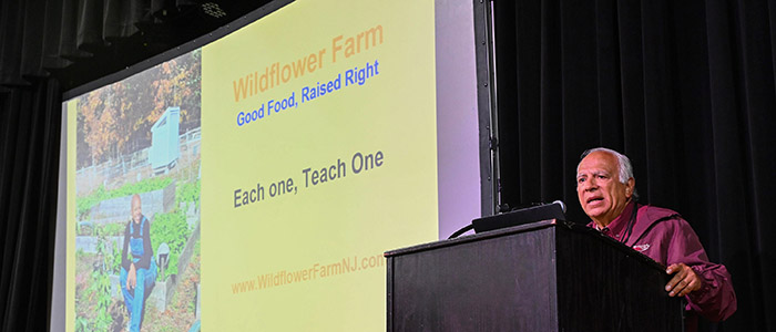 TGD-SMALLFARMS-102425-1263 Associate Dean Dr. E.N. Escobar speaks at the 22nd annual Small Farm Conference.