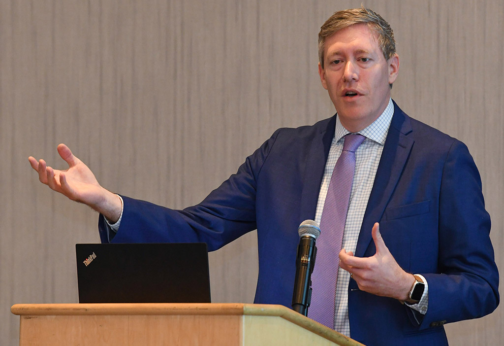 Maryland Department of Agriculture Secretary Kevin Atticks speaks at tje 2023 Maryland Agritourism Conference.