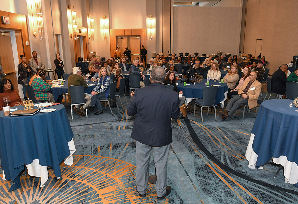 School of Agricultural and Natural Sciences Dean Dr. Moses T. Kairo speaks on the opening day of the 2023 Maryland Agritourism Conference.