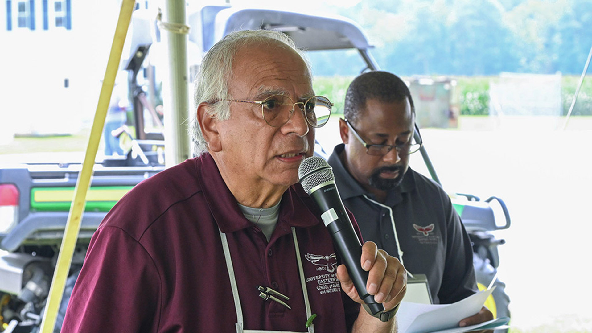 TGD-agshowcase-1841 UMES Associate Dean Dr. E.N. Escobar speaks at 2026 Ag Showcase.