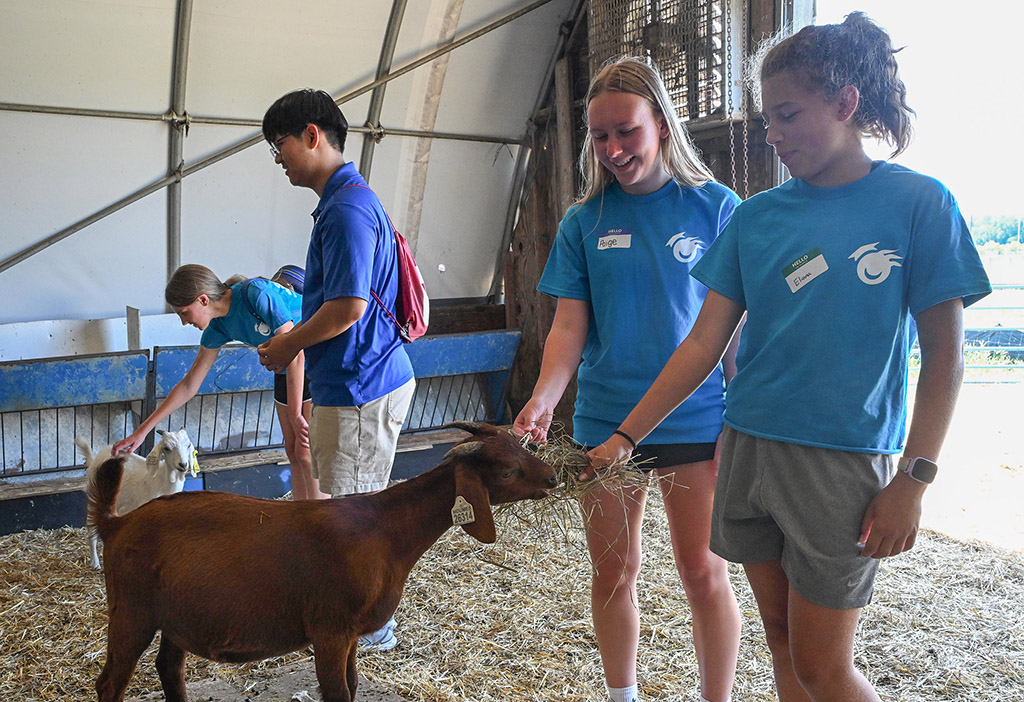 Wor-Wic Community College Gifted and Talented Summer Scholars visit goats and sheep at the UMES Small Ruminant Farm.