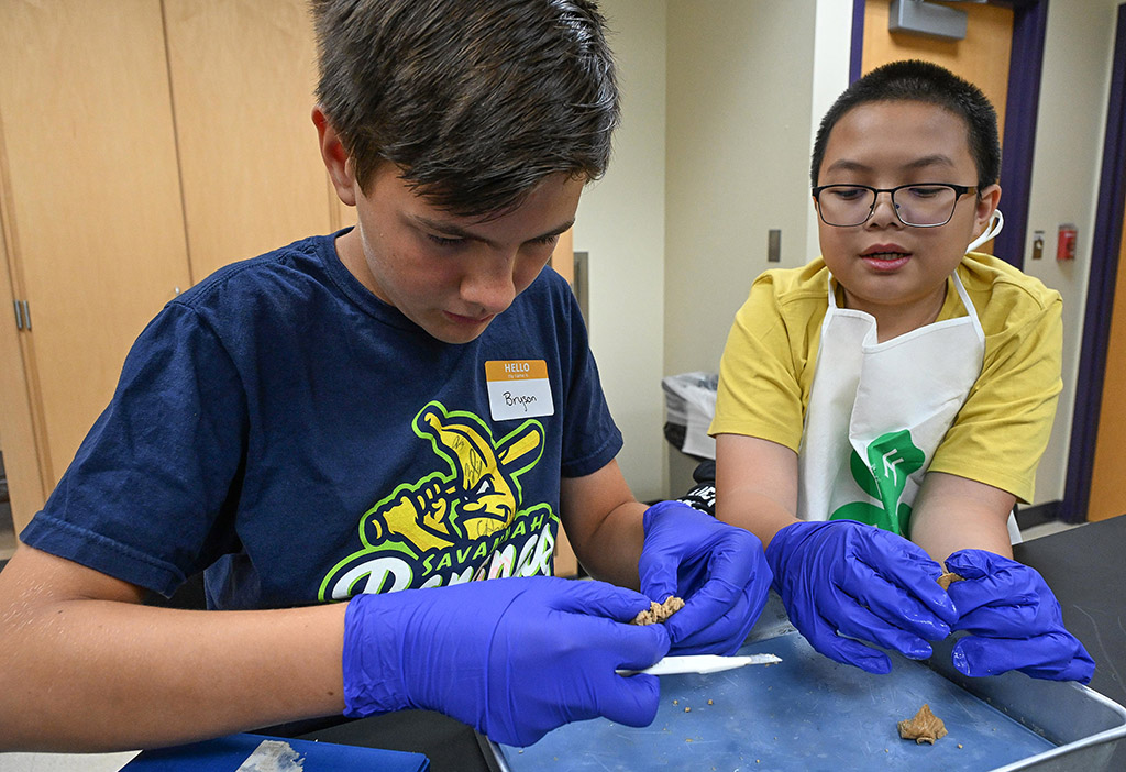 Students in the Wor-Wic Community College Gifted and Talented Summer Scholars program learn about dissection of different specimens.