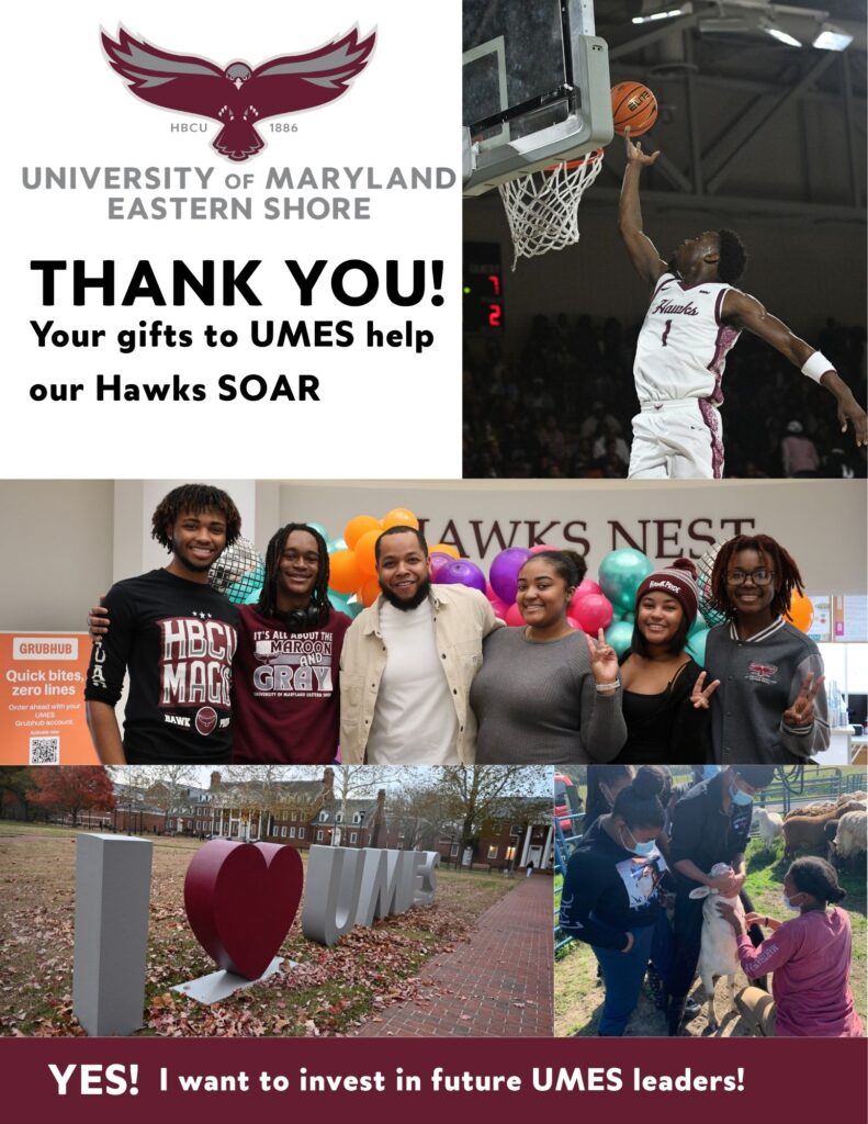 THANK YOU!
Your gifts to UMES help our Hawks SOAR
YES! I want to invest in future UMES leaders!
