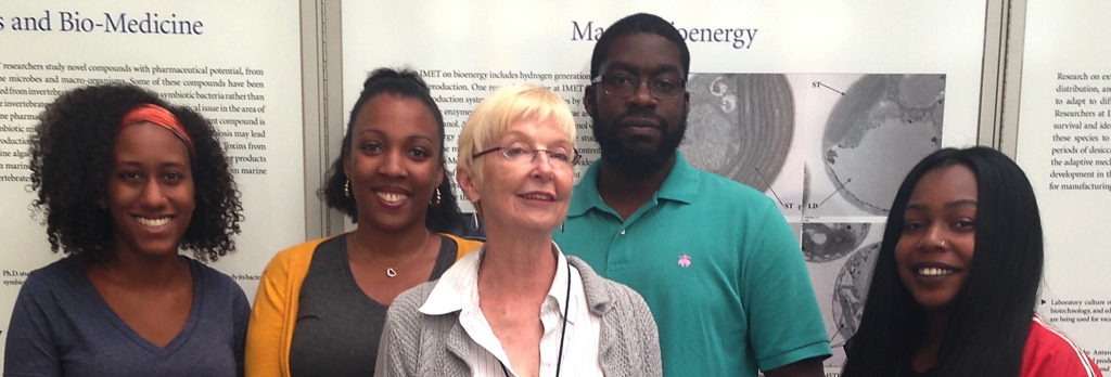 Elkins Fellowship recipient Dr. Rose Jagus with LMRCSC students, from left to right, Amanda Lawrence, Shadaesha Green, Ammar Hanif, and Malisa Smith