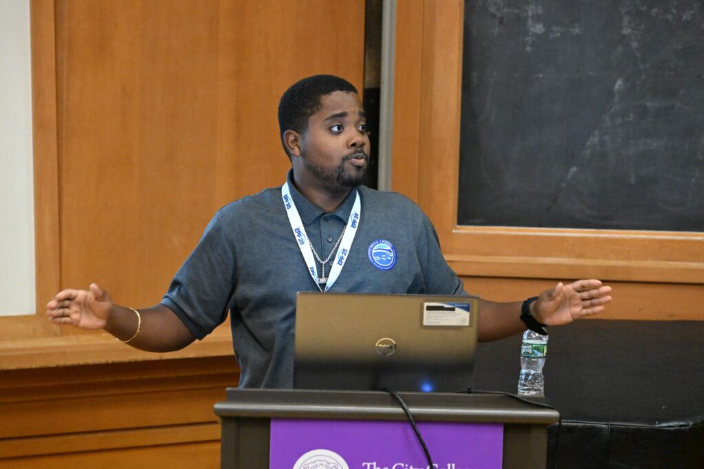 NOAA LMRCSC Fellow Chryston Best-Otubu presents his research at the 2026 NOAA EPP Biennial Education & Science Forum.