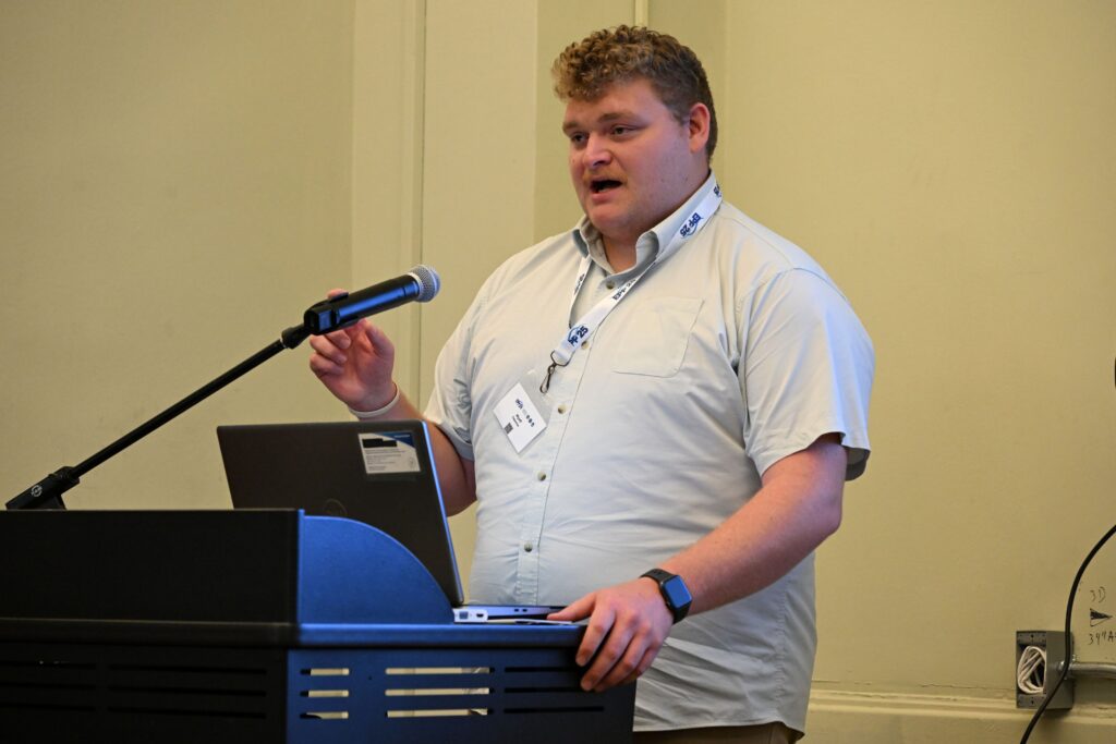 NOAA LMRCSC Fellow Wyatt Palenchar presents his research at the 2026 NOAA EPP Biennial Education & Science Forum.