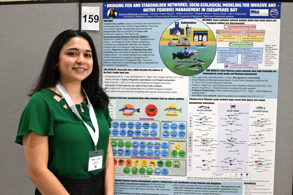 NOAA LMRCSC Fellow Veronica Malabanan Lucchese presents her research poster at the 2026 NOAA EPP forum.