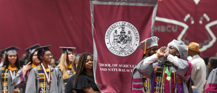 University of Maryland Eastern Shore graduates celebrate at spring 2025 commencement.