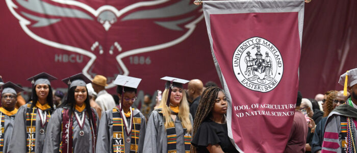 University of Maryland Eastern Shore graduates celebrate at spring 2025 commencement.