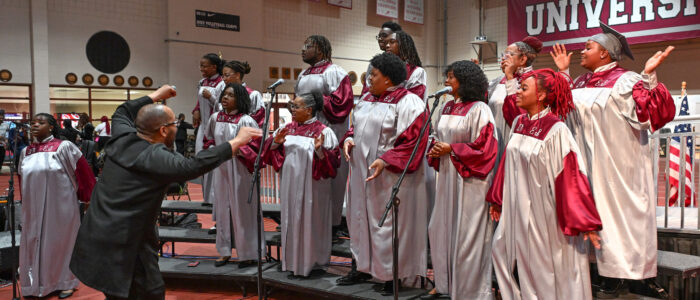 A choir sings at University of Maryland Eastern Shore's spring graduation.