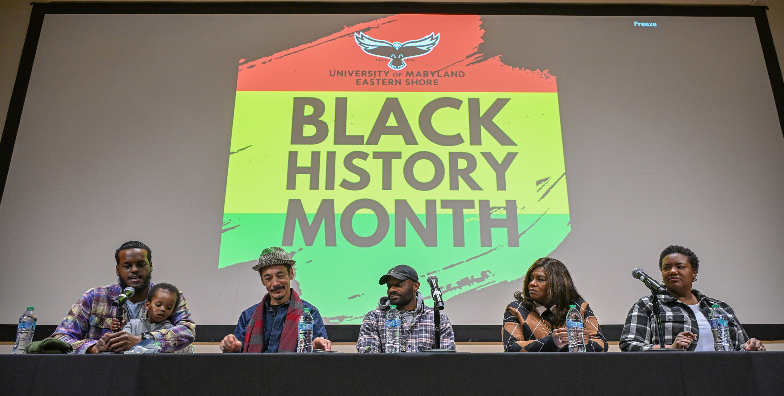 Five members of a Black History Month panel discussion on the documentary "Farming While Black" are pictured.