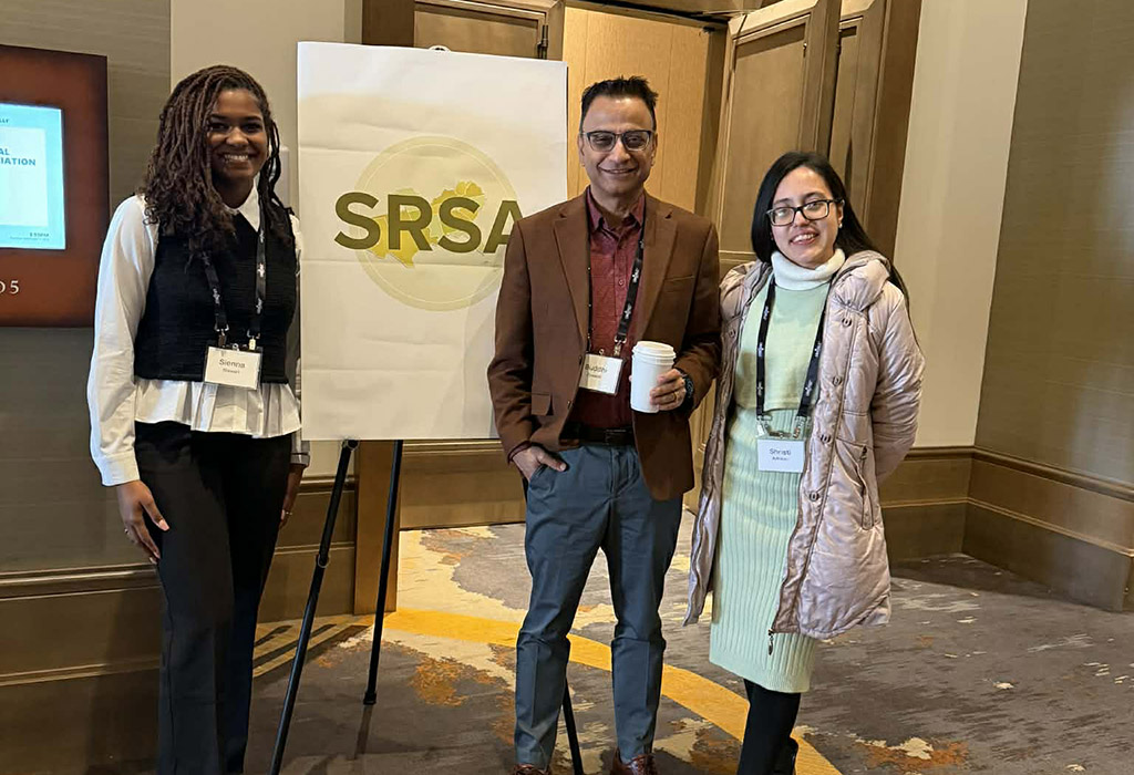 From left, Sienna Stewart stands with Project Director, Dr. Buddhi R. Gyawali, and her mentor, Shristi Adhikari, all of Kentucky State University.