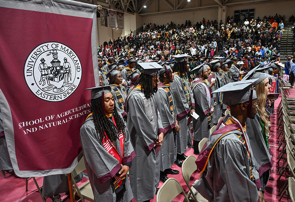 Graduates from the UMES School of Agricultural and Natural Sciences file in during the 139th Spring Commencement.