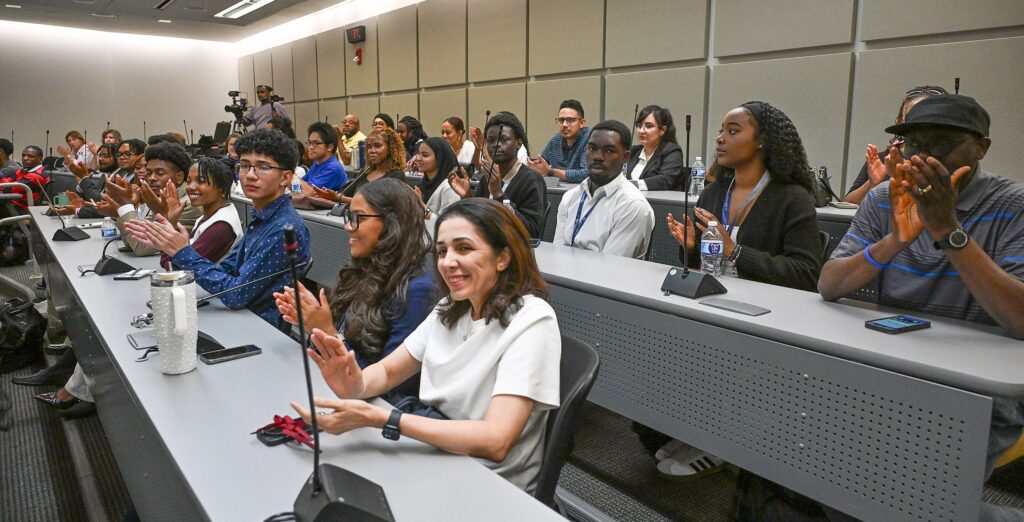 The audience applauds presenters at UMES' 2026 Summer Research Symposium.