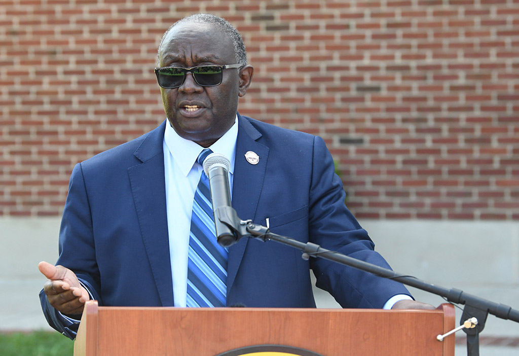 Moses Kairo, Dean of the School speaks during the naming ceremony of the Simon A. Haley School of Agriculture & Natural Sciences.