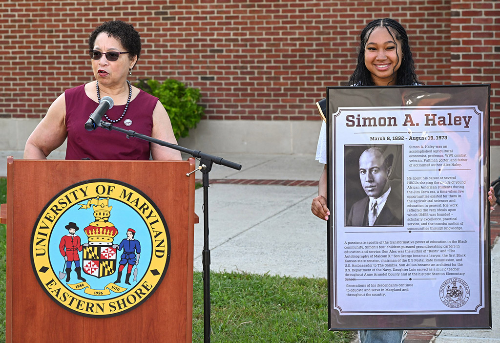 UMES President Heidi Anderson speaks during the naming ceremony of the Simon A. Haley School of Agriculture & Natural Sciences.