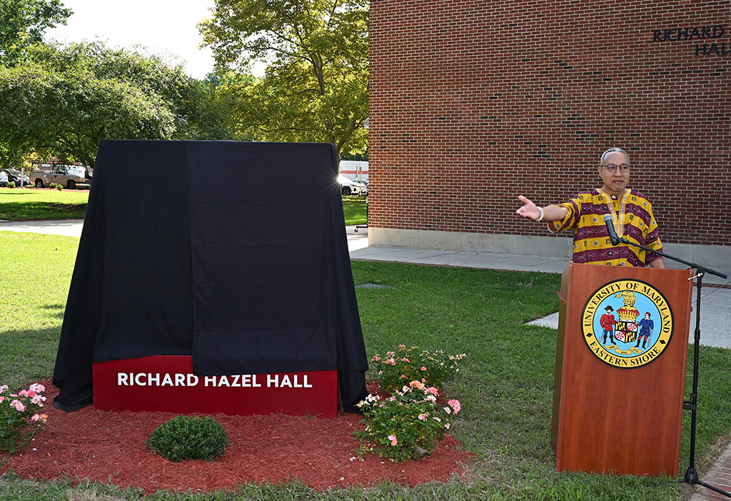Chris Haley speaks during the naming ceremony of the Simon A. Haley School of Agriculture & Natural Sciences.