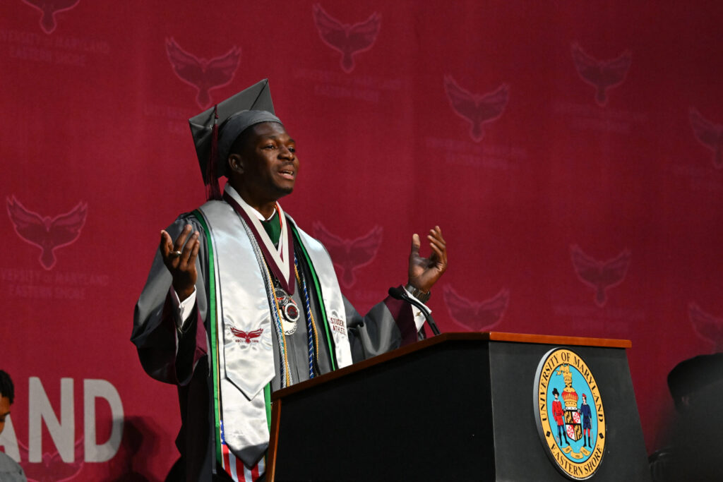 Graduation student giving a speech
